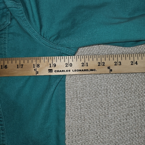 Tribal Jeans Teal Stretchy Jean Jacket Brushed Silver Buttons - Picture 8 of 11